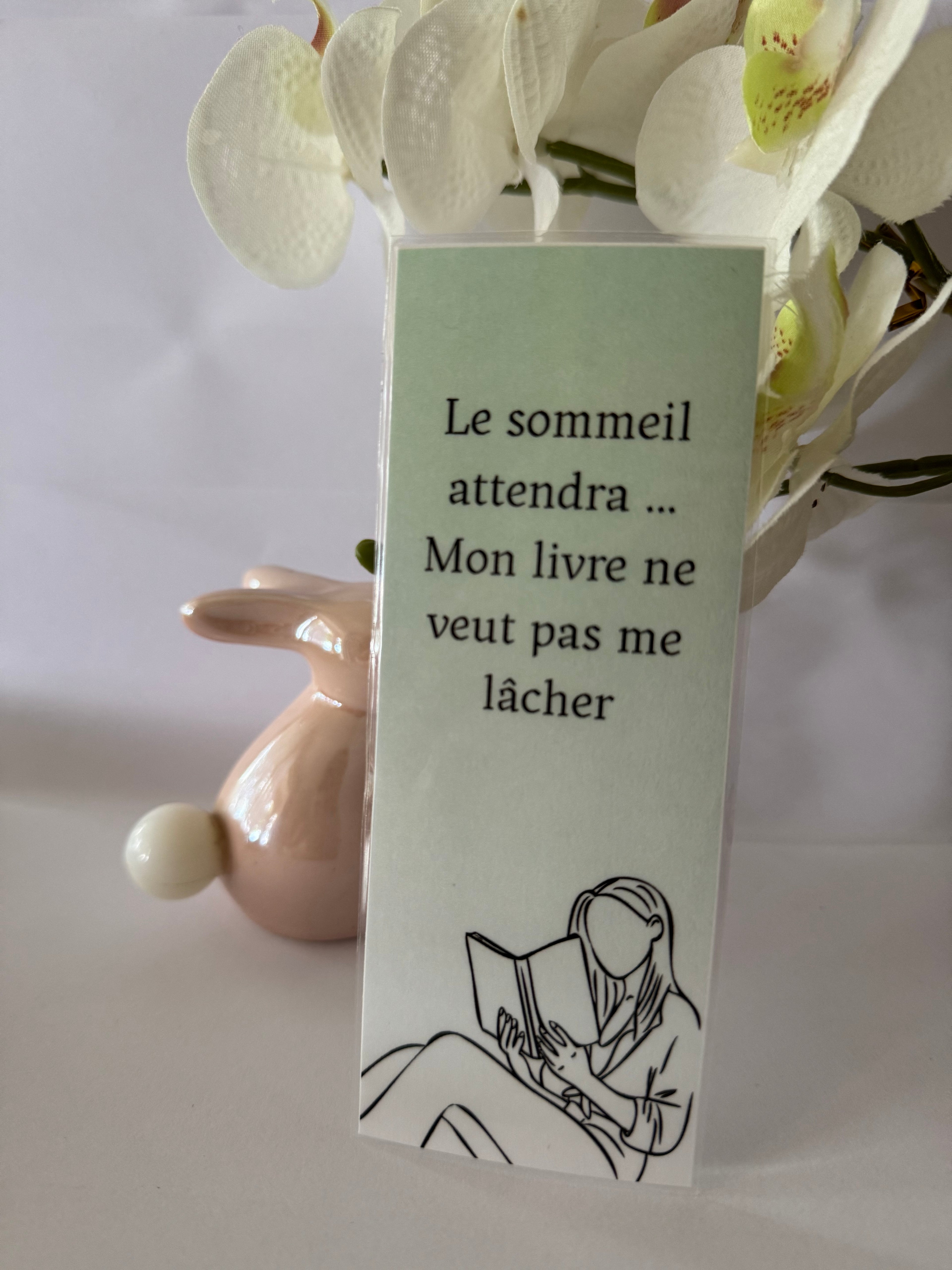 Marque-page citation – “Le sommeil attendra, mon livre ne veut pas me lâcher”