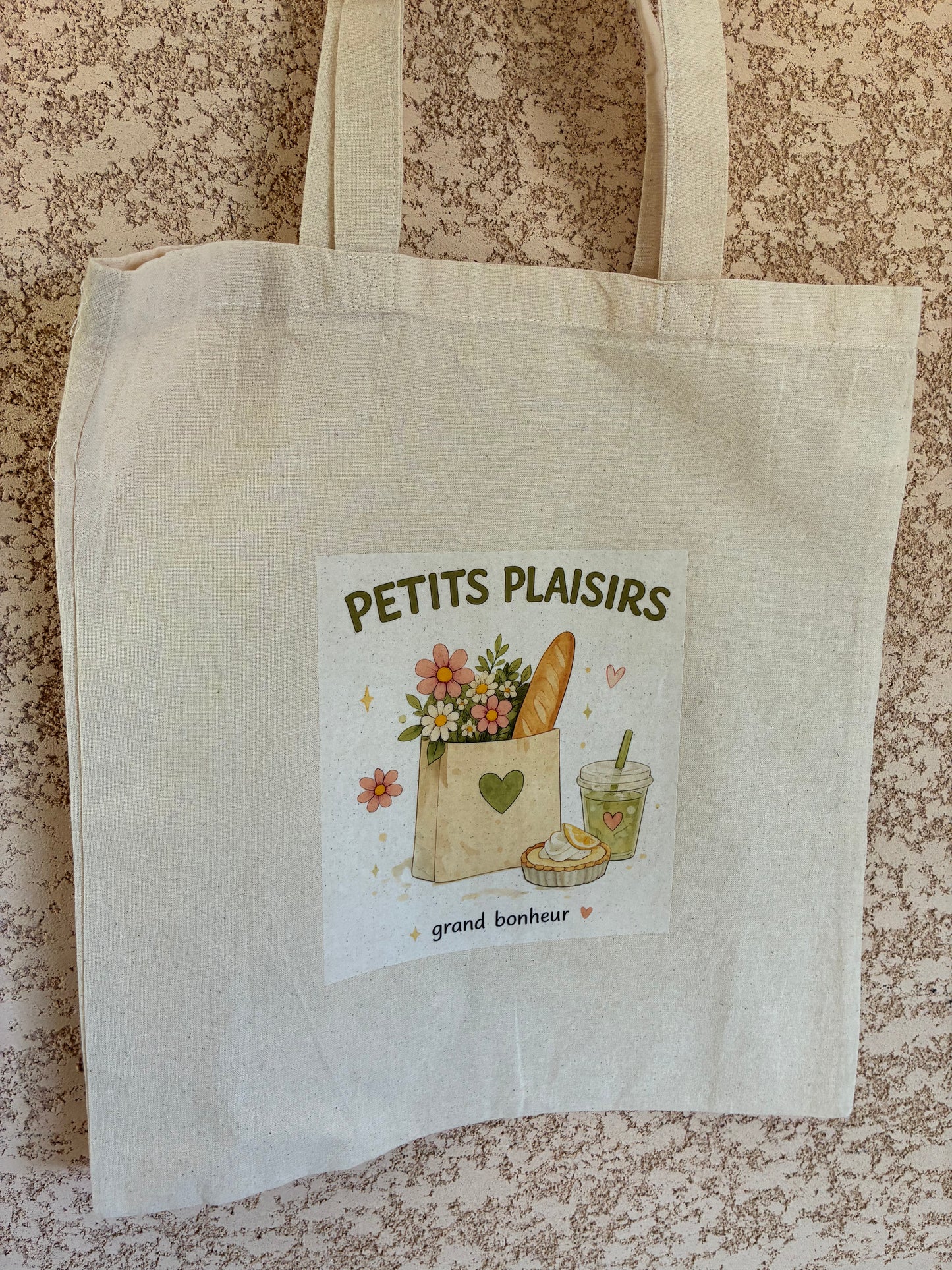 👜 Tote Bag Petits plaisirs grand bonheur 🩷