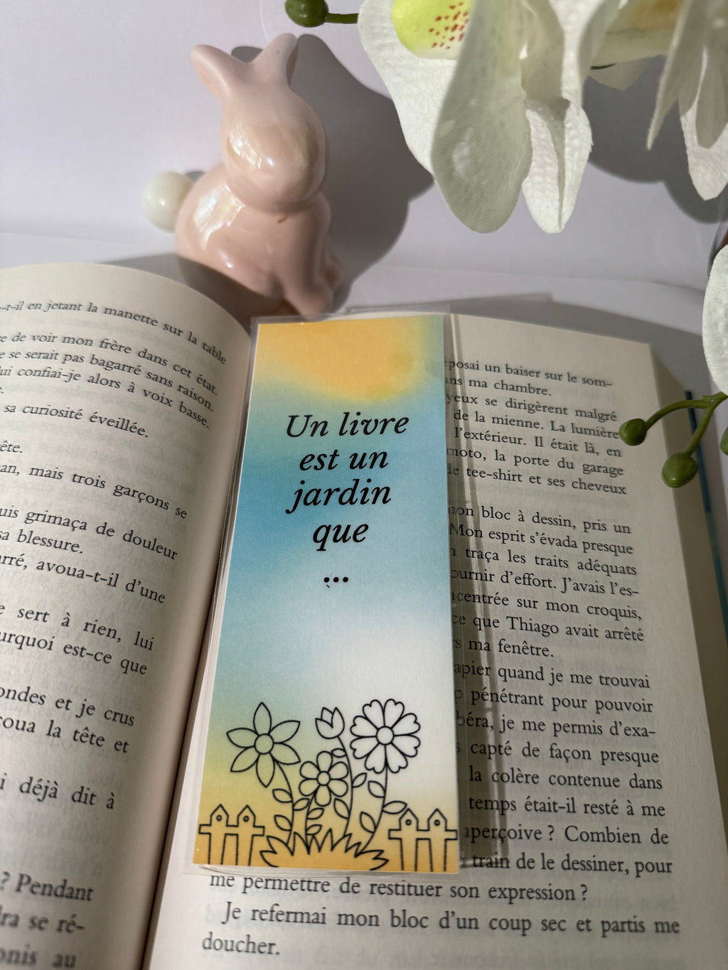 Marque-page recto-verso – “Un livre est un jardin”