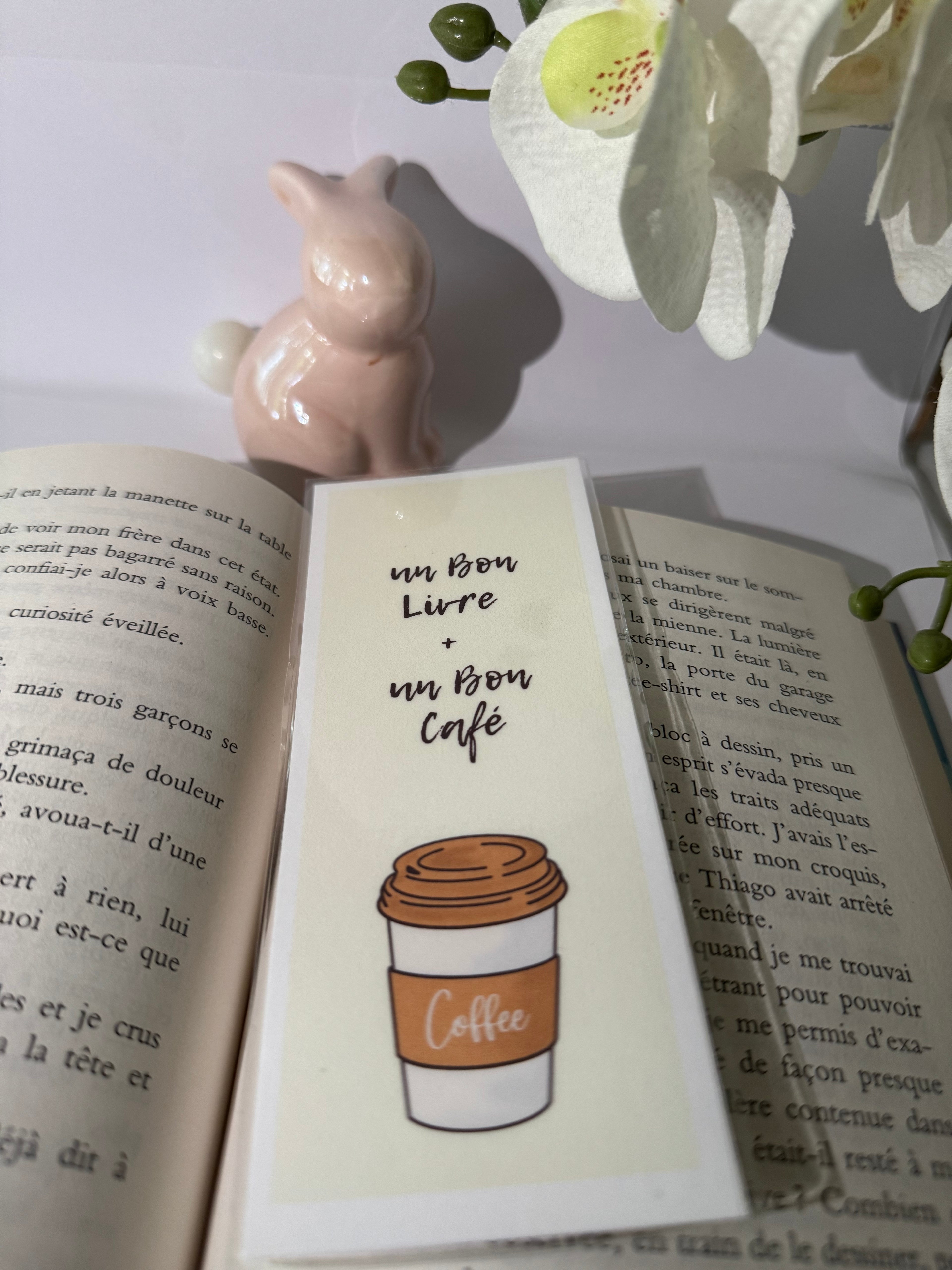 Marque-page recto-verso – “Un bon livre + un bon café