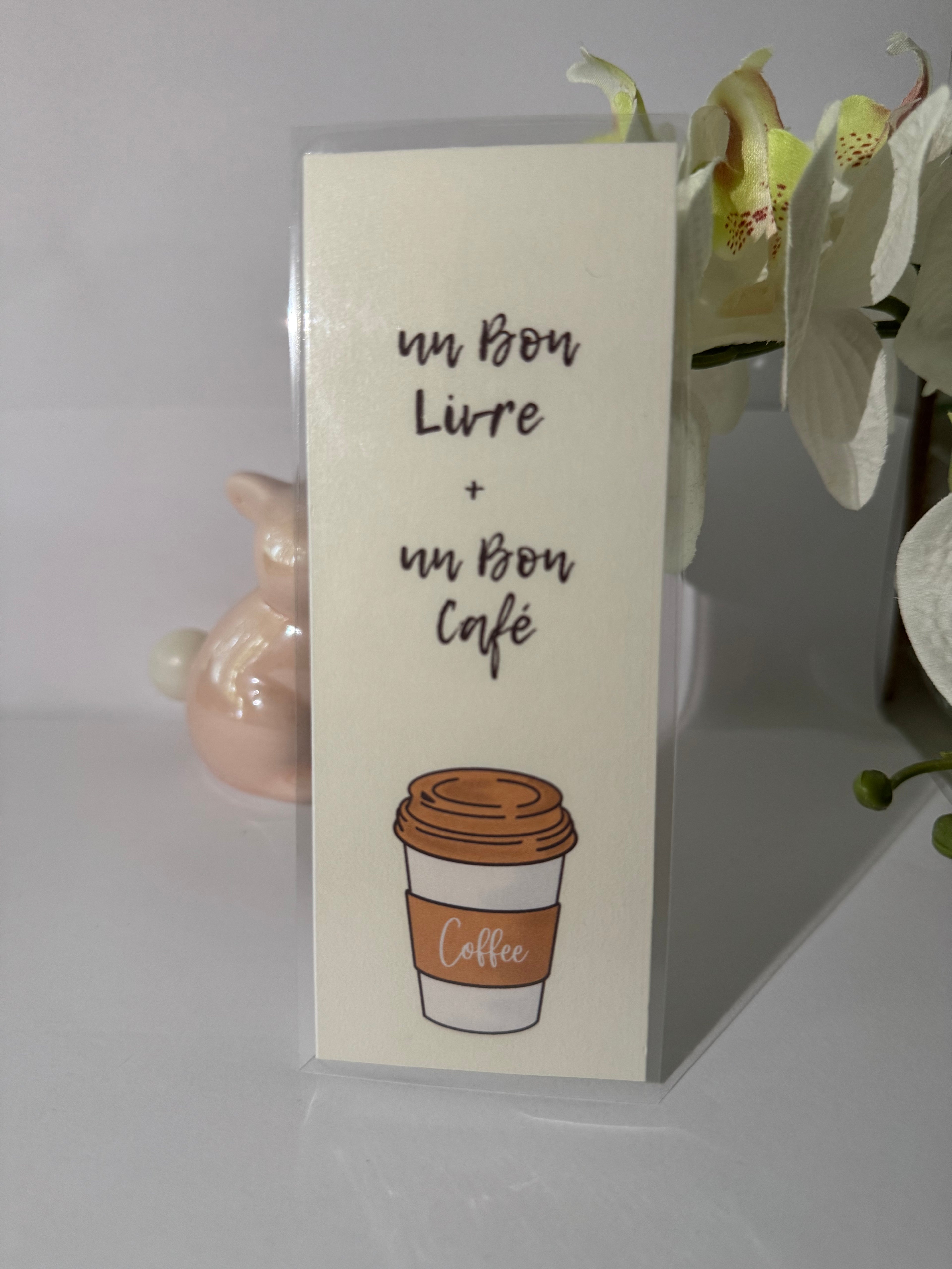 Marque-page recto-verso – “Un bon livre + un bon café