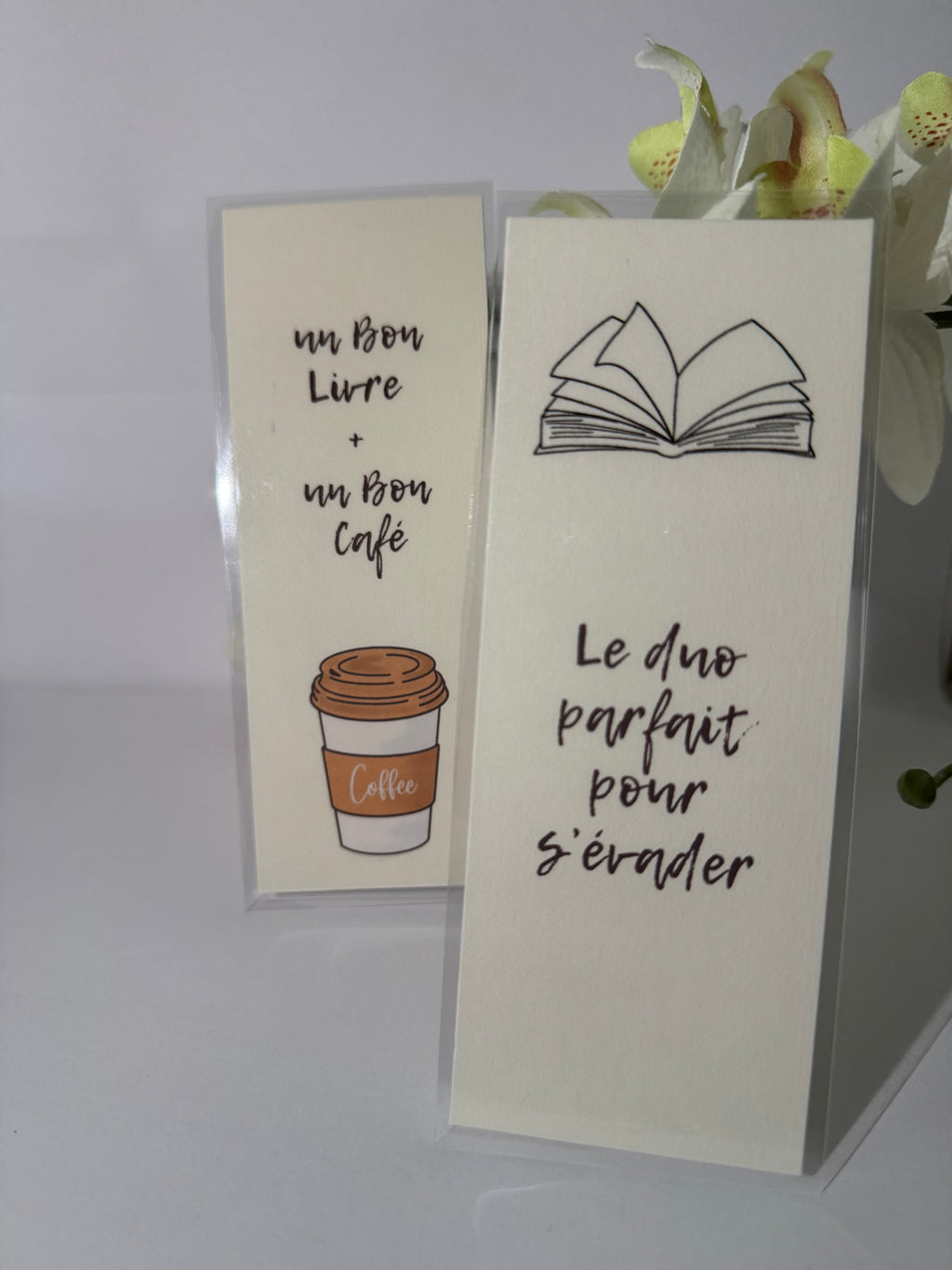 Marque-page recto-verso – “Un bon livre + un bon café